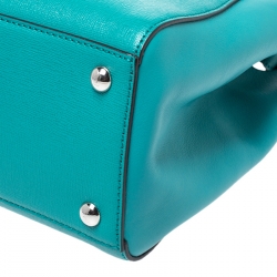 Pre Owned Fendi Turquoise Leather Petit 2Jours Tote