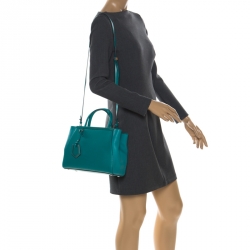 Pre Owned Fendi Turquoise Leather Petit 2Jours Tote