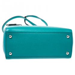 Pre Owned Fendi Turquoise Leather Petit 2Jours Tote