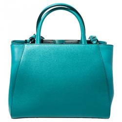 Pre Owned Fendi Turquoise Leather Petit 2Jours Tote