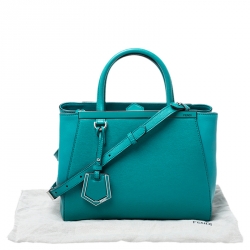 Pre Owned Fendi Turquoise Leather Petit 2Jours Tote