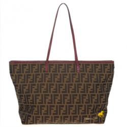 مملوكة مسبقًا Fendi Tobacco Zucca Canvas 'Roll' Horse Detail Tote 
