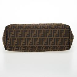 مملوكة مسبقًا Fendi Tobacco Zucca Canvas 'Roll' Horse Detail Tote 
