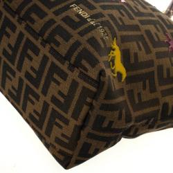 مملوكة مسبقًا Fendi Tobacco Zucca Canvas 'Roll' Horse Detail Tote 
