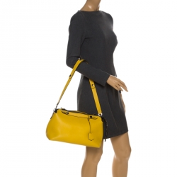 Pre Owned Fendi Yellow Leather Medium By The Way Boston Bag