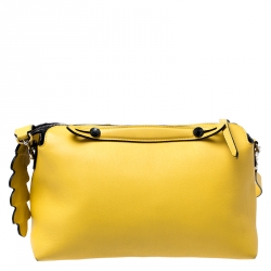 Pre Owned Fendi Yellow Leather Medium By The Way Boston Bag