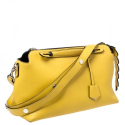 Pre Owned Fendi Yellow Leather Medium By The Way Boston Bag