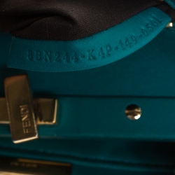 Pre Owned Fendi Turquoise Leather Mini Peekaboo Top Handle Bag