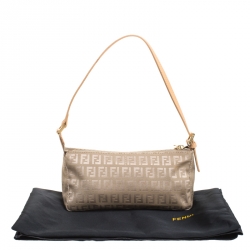 Fendi Beige Zucchino Canvas Small Baguette