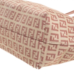 Pre Owned Fendi Light Pink/Beige Zucchino Canvas and Leather Tote