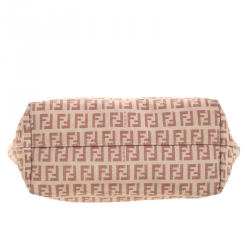 Pre Owned Fendi Light Pink/Beige Zucchino Canvas and Leather Tote