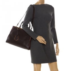 Pre Owned Fendi Dark Brown Leather Medium 2jours Tote