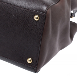 Pre Owned Fendi Dark Brown Leather Medium 2jours Tote