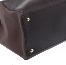 Pre Owned Fendi Dark Brown Leather Medium 2jours Tote