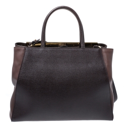 Pre Owned Fendi Dark Brown Leather Medium 2jours Tote