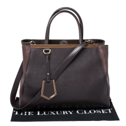 Pre Owned Fendi Dark Brown Leather Medium 2jours Tote