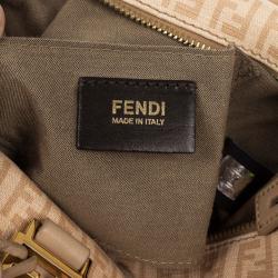 Pre Owned Fendi Beige Blush and Cream Zucchino Spalmati Boston Satchel