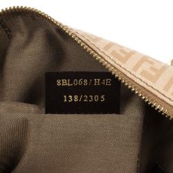 Pre Owned Fendi Beige Blush and Cream Zucchino Spalmati Boston Satchel