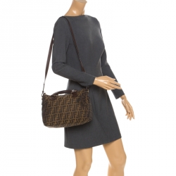 Fendi Tobacco Zucca Canvas Small Boston Bag