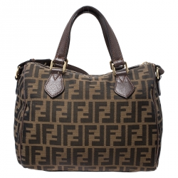 Fendi Tobacco Zucca Canvas Small Boston Bag