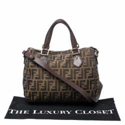 Fendi Tobacco Zucca Canvas Small Boston Bag