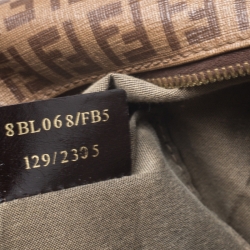 Pre Owned Fendi Brown Zucchino Coated Canvas Small Forever Bauletto Boston Bag