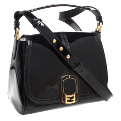 Fendi Maroon Patent Leather Chameleon Messenger Bag