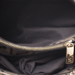 Pre Owned Fendi Gold/Brown Zucca Shimmering Fabric Small Mia Shoulder Bag