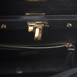 Pre Owned Fendi Dark Blue Velvet Mini Whip Stitched Peekaboo Top Handle Bag