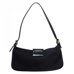 Pre Owned Fendi Black Fabric and Leather Mama Baguette Bag