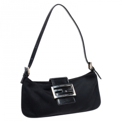 Pre Owned Fendi Black Fabric and Leather Mama Baguette Bag