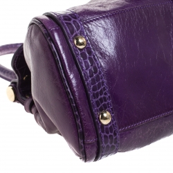 Pre Owned Fendi Purple Embossed Leather Magic Top Handle Bag