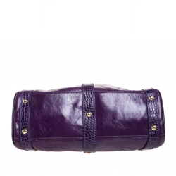 Pre Owned Fendi Purple Embossed Leather Magic Top Handle Bag