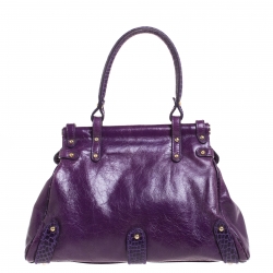 Pre Owned Fendi Purple Embossed Leather Magic Top Handle Bag