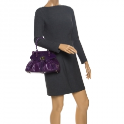 Pre Owned Fendi Purple Embossed Leather Magic Top Handle Bag