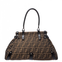 Pre Owned Fendi Tobacco Zucca Canvas and Leather Medium Magic Shoulder Bag