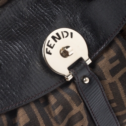 Pre Owned Fendi Tobacco Zucca Canvas and Leather Medium Magic Shoulder Bag