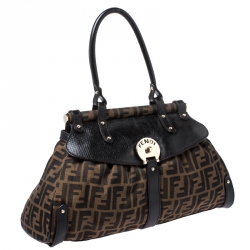 Pre Owned Fendi Tobacco Zucca Canvas and Leather Medium Magic Shoulder Bag