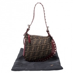 Pre Owned Fendi Tobacco Zucca Canvas and Leather Small Oyster Hobo