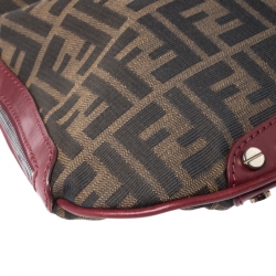 Pre Owned Fendi Tobacco Zucca Canvas and Leather Small Oyster Hobo