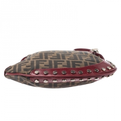 Pre Owned Fendi Tobacco Zucca Canvas and Leather Small Oyster Hobo