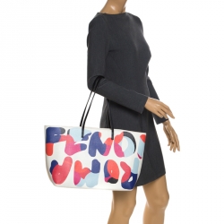 Pre Owned Fendi White Roma Print Coated Canvas Large Roll Tote