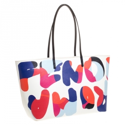 Pre Owned Fendi White Roma Print Coated Canvas Large Roll Tote