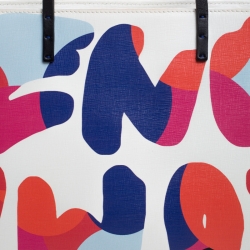 Pre Owned Fendi White Roma Print Coated Canvas Large Roll Tote