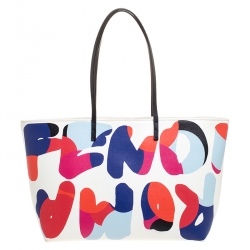 Pre Owned Fendi White Roma Print Coated Canvas Large Roll Tote