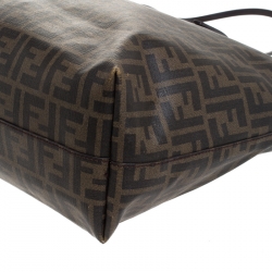 Pre Owned Fendi Tobacco Zucca Coated Canvas Large Roll Tote