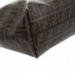 Pre Owned Fendi Tobacco Zucca Coated Canvas Large Roll Tote