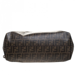 Pre Owned Fendi Tobacco Zucca Coated Canvas Large Roll Tote