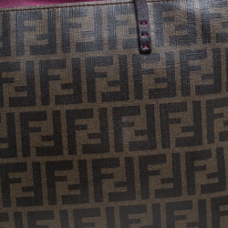 Pre Owned Fendi Tobacco Zucca Coated Canvas Large Roll Tote