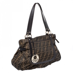 Pre Owned Fendi Tobacco Zucca Canvas and Leather Large Chef Tote